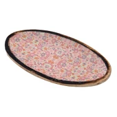 Vitale Şiva Çiçek Desenli Pembe Dekoratif Oval Tepsi AK.FQ0009-P - 2
