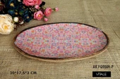 Vitale Şiva Çiçek Desenli Pembe Dekoratif Oval Tepsi AK.FQ0009-P - 1