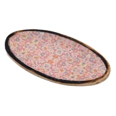 Vitale Şiva Çiçek Desenli Pembe Dekoratif Oval Tepsi AK.FQ0009-P - 5