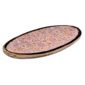 Vitale Şiva Çiçek Desenli Pembe Dekoratif Oval Tepsi AK.FQ0009-P - 6