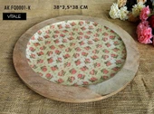 Vitale Şiva Çiçek Desenli Dekoratif Tabak Krem AK.FQ0001-K - 1