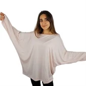 Salaş Yarasa Kollu Pembe Kadın T-Shirt thumbnail 1