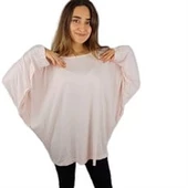 Salaş Yarasa Kollu Pembe Kadın T-Shirt thumbnail 5