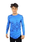 Mavi Desenli Boyu Uzun T-Shirt 102 - 1