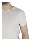 Boyu Uzun Yanı Şeritli Krem T-shirt thumbnail 5