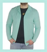 Polo Yaka Önü Açık Turkuaz T-shirt - 1
