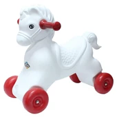 Moli Toys Salllanan Yeşil Kızaklı (Sökülür) Beyaz Kırmızı Tekerli At thumbnail 1