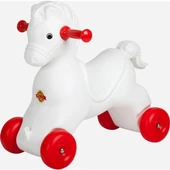 Moli Toys Salllanan Yeşil Kızaklı (Sökülür) Beyaz Kırmızı Tekerli At thumbnail 4
