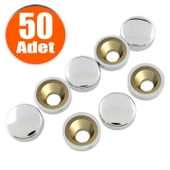 Dekoratif Vida Kapağı Kapatıcı 20 mm Parlak Krom Metal Vida Tapası Tıpası (50 ADET) - 1