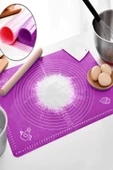 Tilbe Home Silikon Hamur Matı Hamur Açma Pasta Fırın Altlığı Matı Ölçülü Hamur Yoğurma Mor Orta Boy 50X40 - 2