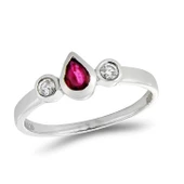 0,46 Ct Pırlanta Yakut Yüzük - 1