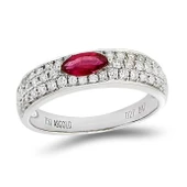 0,74 Ct Pırlanta Yakut Yüzük - 1