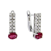 0,99 Ct Pırlantalı Yakut Küpe - 1