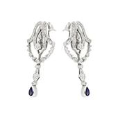 1,02 Karat Pırlanta Safir Küpe - 1