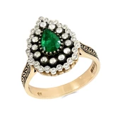 0,31 Ct Pırlanta Zümrüt Elmas Yüzük - 1