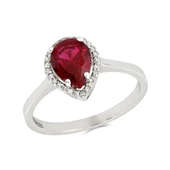 0,10 Ct Pırlanta Yakut Yüzük - 1