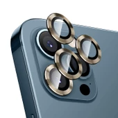 iPhone 13 Pro / 13 Pro Max Kamera Lens Koruyucu Cam Metal Kenarlı 3lü Set - 3
