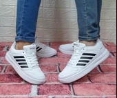 Bestof 074 Beyaz-Siyah Sneaker Düz Taban Hafif Rahat Spor Çift Ayakkabısı - 1