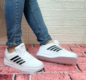 Bestof 074 Beyaz-Siyah Sneaker Düz Taban Hafif Rahat Spor Çift Ayakkabısı - 3