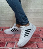 Bestof 074 Beyaz-Siyah Sneaker Düz Taban Hafif Rahat Spor Çift Ayakkabısı - 2
