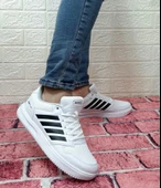 Bestof 074 Beyaz-Siyah Sneaker Düz Taban Hafif Rahat Spor Çift Ayakkabısı - 4