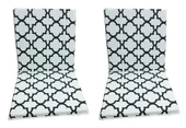 2 Adet Komutan Arkalıklı Sandalye Minderi, Extra Kalın (Kalınlık 5cm)-Damask Siyah Beyaz - 1
