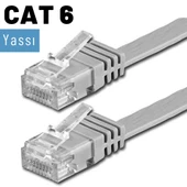 IRENIS CAT6 Kablo Yassı Ethernet Network Lan Ağ İnternet Kablosu  5 Metre Gri - 4