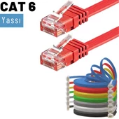 IRENIS CAT6 Kablo Yassı Ethernet Network Lan Ağ İnternet Kablosu  15 Metre Kırmızı - 3