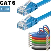 IRENIS CAT6 Kablo Yassı Ethernet Network Lan Ağ İnternet Kablosu  3 Metre Mavi - 3