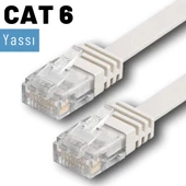 IRENIS CAT6 Kablo Yassı Ethernet Network Lan Ağ İnternet Kablosu  5 Metre Beyaz - 4