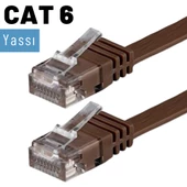 IRENIS CAT6 Kablo Yassı Ethernet Network Lan Ağ İnternet Kablosu  7.50 Metre Kahverengi - 4