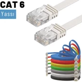 IRENIS CAT6 Kablo Yassı Ethernet Network Lan Ağ İnternet Kablosu  5 Metre Beyaz - 3