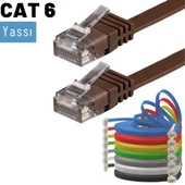 IRENIS CAT6 Kablo Yassı Ethernet Network Lan Ağ İnternet Kablosu  7.50 Metre Kahverengi - 3