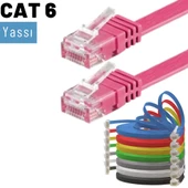 IRENIS CAT6 Kablo Yassı Ethernet Network Lan Ağ İnternet Kablosu  15 Metre Fuşya - 3