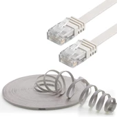 IRENIS CAT6 Kablo Yassı Ethernet Network Lan Ağ İnternet Kablosu  3 Metre Beyaz - 2