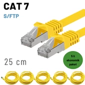 5 adet IRENIS CAT7 Kablo S/FTP Ethernet Network LAN Ağ Kablosu  25 cm Sarı - 1