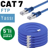 5 adet IRENIS CAT7 Kablo Yassı FTP Ethernet Network LAN Kablosu  15 Metre Beyaz - 7