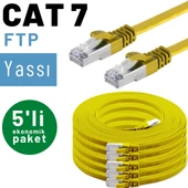 5 adet IRENIS CAT7 Kablo Yassı FTP Ethernet Network LAN Kablosu  15 Metre Beyaz - 9