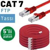 5 adet IRENIS CAT7 Kablo Yassı FTP Ethernet Network LAN Kablosu  5 Metre Siyah thumbnail 6