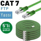 5 adet IRENIS CAT7 Kablo Yassı FTP Ethernet Network LAN Kablosu  25cm Yeşil thumbnail 10