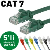 5 adet IRENIS CAT7 Kablo Ethernet Network İnternet LAN Kablosu   7.50 Metre Yeşil - 1