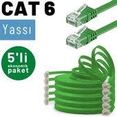 5 adet IRENIS CAT6 Kablo Yassı Ethernet Network Lan Ağ Kablosu  15 Metre Yeşil - 2