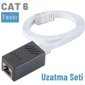 IRENIS CAT6 Kablo Uzatma Seti, Yassı Ethernet Kablo ve Ekleyici  3 Metre Beyaz - 1