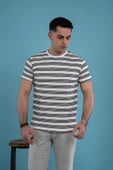 SLİMFİT ÇİZGİLİ ÖRME KUMAŞ ERKEK T-SHİRT - 8