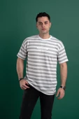 OVERSİZE ÇİZGİLİ PAMUKLU ERKEK T-SHİRT thumbnail 2