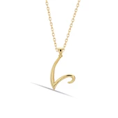 V Harfi 14 Ayar Altın Kolye thumbnail 1