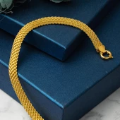 Hasır Örgü Zincir Altın Gerdanlık thumbnail 3