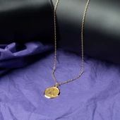 L Harfi Oval Altın Kolye thumbnail 3