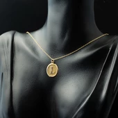 L Harfi Oval Altın Kolye thumbnail 4