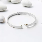 Vidalı Beyaz Kelepçe Altın Bilezik - 3